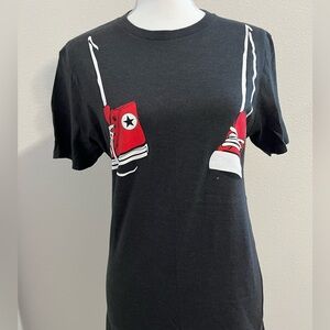 Crazy Dog T-Shirts Black Tee with Red Sneakers Design